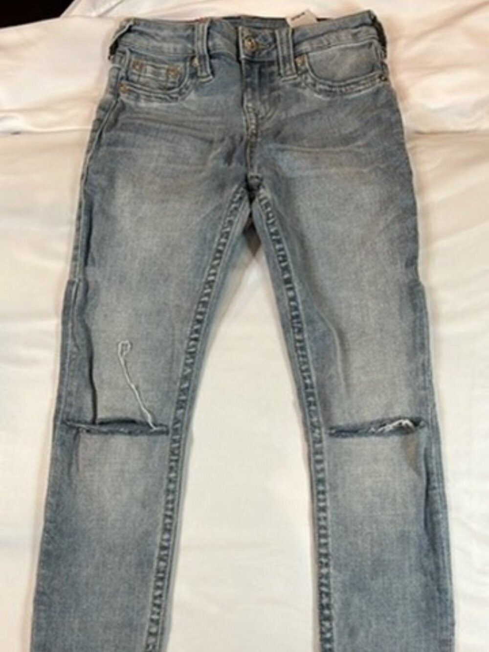 True Religion Light Wash Ripped Skinny Jeans Distressed Y2K Denim